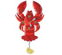 Enesco Allen Designs DaPinci Red Lobster Wall Clock - Battery Operated Pendulum Analog Clock, Stone Resin Decorative Clocks for Walls Home Decor Kitchen Clocks, 12.2 Inch