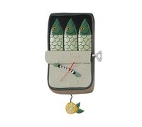 Enesco Allen Designs Feeling Salty Tin of Sardines Sculpted Pendulum Wall Clock, 13 Inch, Multicolor