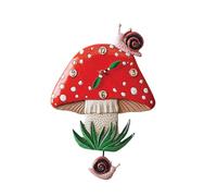 Enesco Allen Designs Fun-Guy Forest Mushroom and Snails Sculpted Pendulum Wall Clock, 11.61 Inch, Multicolor