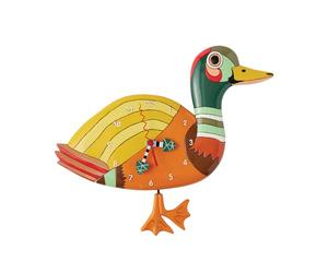 Enesco Allen Designs Waddles The Duck Sculpted Pendulum Wall Clock, 8.39 Inch, Multicolor
