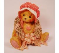 Enesco Cherished Teddies Priscilla - Brown, Mauve, Pink and White Heart - Love Surrounds Our Friendship