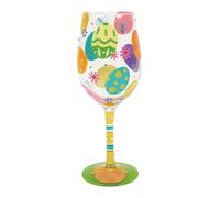 Enesco Designs by Lolita Easter Bunny's Booty Hand-Painted Artisan Wine Glass, 15 Ounce, Multicolor