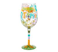 Enesco Designs by Lolita Here's to Your Retirement Hand-Painted Artisan Wine Glass, 15 Ounce, Multicolor