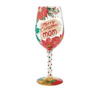 Enesco Designs by Lolita Holiday Merry Christmas Mom Hand-Painted Artisan Wine Glass, 15 Ounce, Multicolor