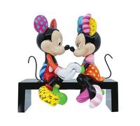 Enesco Disney Britto Mickey and Minnie Mouse Love Sitting on Park Bench Figurine, 6.375 Inch, Multicolor
