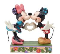 Enesco Disney Traditions by Jim Shore Mickey and Minnie Mouse Making Heart Hands Figurine, 6.125 Inch, Multicolor