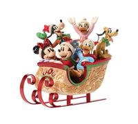 Enesco Disney Traditions by Jim Shore Mickey Mouse and Friends Riding in Sleigh Figurine, 8 Inch, Multicolor