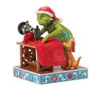 Enesco Dr. Seuss Grinch by Jim Shore Sewing The Santa Suit with Max Figurine, 6.42 Inch, Multicolor