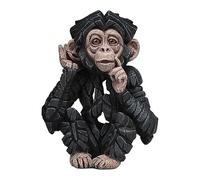 Enesco Edge Sculpture Hear No Baby Chimpanzee Animal Figurine, 7.68 Inch, Black and White
