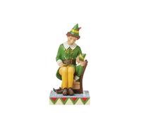 Enesco Elf by Jim Shore Buddy The Elf Sitting on Papa's Lap Figurine- Stone Resin Hand Painted Crafted Collectible Elf Christmas Figurines Home Decor Statue, 6.5 Inch
