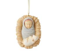 Enesco Foundations He is Born Hanging Ornament, 1.38 Inch, Multicolor