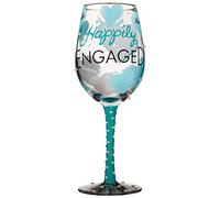 Enesco Happily Engaged Artisan Wine Glass, Multicolor, 15 oz