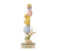 Enesco Jim Shore Heartwood Creek Bunny and Chick with Easter Eggs Stacked Figurine- Stone Resin Hand Crafted Collectible Figurines Easter Home Decor Statue, 9.06 Inch