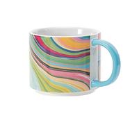 Enesco Izzy and Oliver EttaVee In the Blue Groove Marbled Stacking Coffee Mug, 10 Ounce, Multicolor