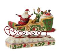 Enesco Elf by Jim Shore Spreading Christmas Cheer (Buddy with Santa in Sleigh Figurine) (20cm)