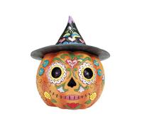 Enesco Jim Shore Heartwood Cr ay of The Dead Pumpkin Lit Figurine, 8.5 Inch, Multicolor