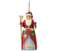 Enesco Jim Shore Heartwood Cr hristmas Around The World Welsh Santa Hanging Ornament, 4.52 Inch, Multicolor