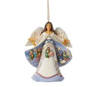 Enesco Jim Shore Heartwood Cr ngel with Nativity Hanging Cape, 4.53", Multicolor