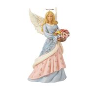 Enesco Jim Shore Heartwood Creek Easter Angel with Flower Basket Figurine- Stone Resin Hand Crafted Collectible Figurines Easter Home Decor Statue, 8.66 Inch