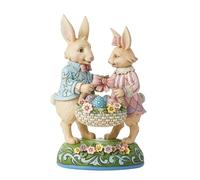 Enesco Jim Shore Heartwood Creek Easter Bunny Couple with Basket Figurine, 8.27 Inch, Multicolor