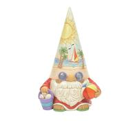Enesco Jim Shore Heartwood Creek Four Seasons Time for a Shell-ebration Coastal Gnome with Sunset and Beachball Figurine, 7.09 Inches, Stone Resin