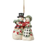 Enesco Jim Shore Heartwood Creek Highland Glen Mr. and Mrs. Snowman Hanging Ornament, 3.74 Inch, Multicolor