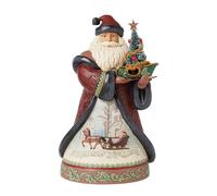 Enesco Jim Shore Heartwood Creek Holiday Manor Santa Holding a Sleigh Figurine, 11.02 Inch, Multicolor