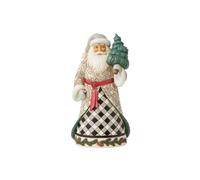 Enesco Jim Shore Heartwood Creek Plaid Santa Holding a Tree Figurine, 7.1 Inch, Multicolor