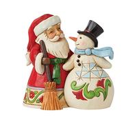 Enesco Jim Shore Heartwood Creek Santa and Snowman Christmas Togetherness Pint-Sized Figurine, 4.75 Inch, Multicolor