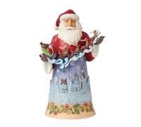 Enesco Jim Shore Heartwood Creek Santa Flying Over The Night Sky Figurine- Stone Resin Hand Painted Crafted Collectible Santa Figurines Christmas Home Decor Statue, 11.81 Inch