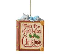 Enesco Jim Shore Heartwood Creek TWAS The Night Before Christmas Book with Sleeping Mouse Hanging Ornament, 3.5 Inch, Multicolor