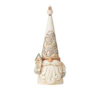 Enesco Jim Shore Heartwood Creek White Woodland Gnome Holding Birdhouse Figurine, 7.08 Inch, Multicolor
