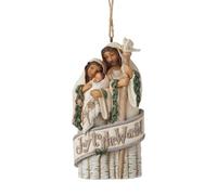 Enesco Jim Shore Heartwood Creek White Woodland Holy Family Hanging Ornament, 4.5 Inch, Multicolor