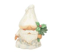 Enesco Jim Shore Heartwood Creek White Woodland Winter's Fun Guy Gnome with Mushroom Hat Figurine, 5.31 Inches, Resin, Stone Powder