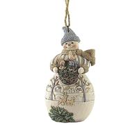 Enesco Jim Shore Heartwood Creek Woodland Snowman with Basket Hanging Ornament