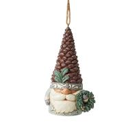 Enesco Jim Shore Jim Shore Heartwood Creek White Woodland Gnome with Pinecone Hat Hanging Ornament, 4.53 Inches, Stone Resin