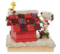 Enesco Jim Shore Peanuts Snoopy and Woodstock Decorating The Dog House Figurine, 5.12 Inch, Multicolor