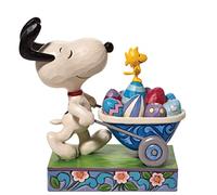 Enesco Jim Shore Peanuts Snoopy and Woodstock Easter Wheelbarrow Figurine, 5.75 Inch, Multicolor