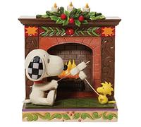 Enesco Jim Shore Peanuts Snoopy and Woodstock Fireplace Figurine, 4.53 Inch, Multicolor