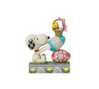 Enesco Peanuts by Jim Shore Collection Snoopy and Woodstock with Stacked Easter Eggs Figurine- Stone Resin Hand Crafted Painted Collectible Peanuts Snoopy Figurines Easter Home Decor Statue, 5.83 Inch