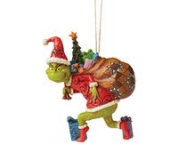 Enesco Jim Shore The Grinch Tiptoeing Hanging Ornament, 4.45" H, Multicolor for Christmas