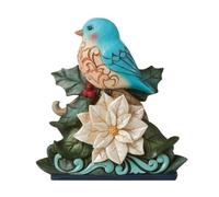 Enesco Jim Shore Wonderland Bluebird on White Poinsettia Figurine 6009484