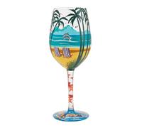 Enesco Lolita Designs Forever at The Beach Hand-Painted Artisan Wine Glass, 15 Ounce, Multicolor