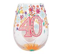 Enesco Lolita Happy 40th Birthday Stemless Wine Glass Drinking Glasses