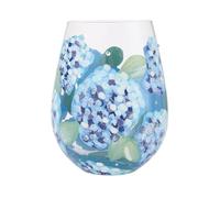 Enesco Lolita Hydrangea Flowers Hand-Painted Artisan Stemless Wine Glass, 20 Ounce, Multicolor