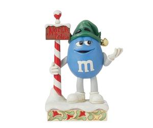 Enesco M&M's by Jim Shore Blue Character Dressed as North Pole Elf Figurine, 6.89 Inch, Multicolor