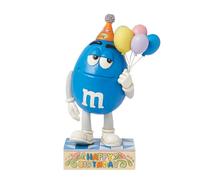 Enesco M&M's by Jim Shore M&M Blue Character Holding Birthday Balloons Figurine- Stone Resin Hand Painted Crafted Collectible M&M Candy Figurines Home Decor Statue, 7.87 Inch