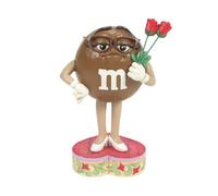 Enesco M&M's by Jim Shore M&M Brown Character Holding Flowers Figurine- Stone Resin Hand Painted Crafted Collectible M&M Candy Figurines Home Decor Statue, 6.69 Inch
