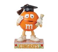 Enesco M&M's by Jim Shore M&M Orange Character with Graduation Cap Figurine- Stone Resin Hand Painted Crafted Collectible M&M Candy Figurines Home Decor Statue, 4.65 Inch