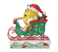 Enesco M&M's by Jim Shore M&M Yellow Character Riding in Sleigh Figurine- Stone Resin Hand Painted Crafted Collectible M&M Candy Figurines Christmas Home Decor Statue, 5.71 Inch